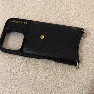 Bandolier Black and Gold Leather Phone Case